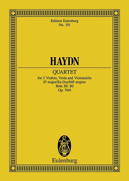 Haydn: String Quartet Eb major Opus 76/6 Hob. III: 80 (Study Score) published by Eulenburg